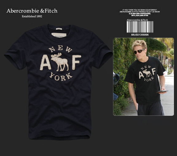 Abercrombie Fitch Hombres De Cuello Redondo Con Gente Fotos Corto Remera AF5712